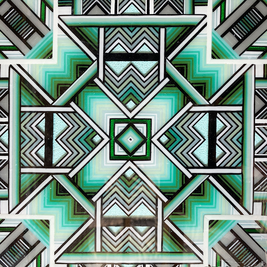 Ian Chadwick - fused glass mandala pattern panel