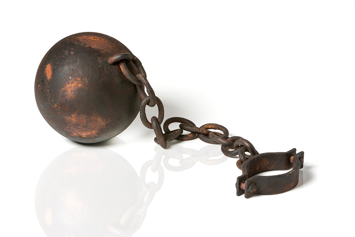 Antonis Koutouzis cast ball and chain entitled 'Freedom'